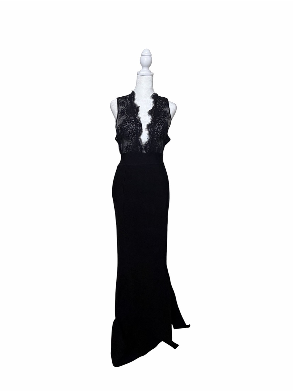 House of CB London Lace-Trim Evening Gown